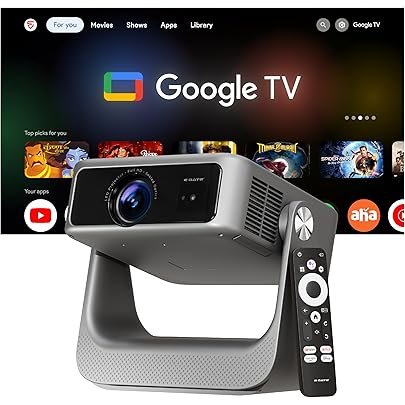 E Gate Zen 7X Official Google TV Projector | Fully Automatic & 100% Dust-Free | 700 ISO | Dolby Audio | Projector 4K Ultra HD, modulated at 1080p Native | Voice Remote, ChromeCast, 1GB-32GB, Egate